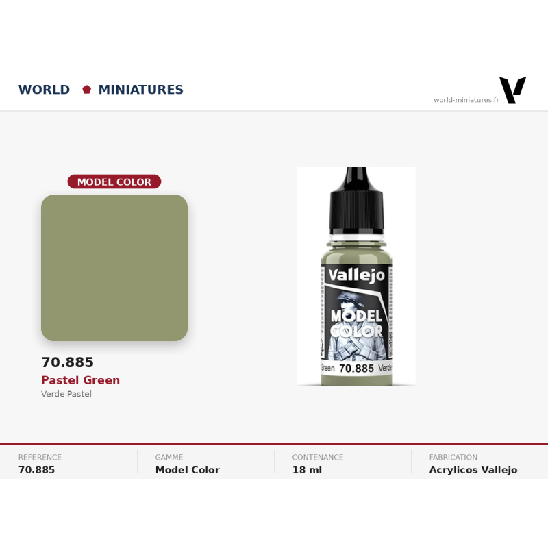 Vallejo 70.885 Vert Pastel 18 ml – Peinture Acrylique