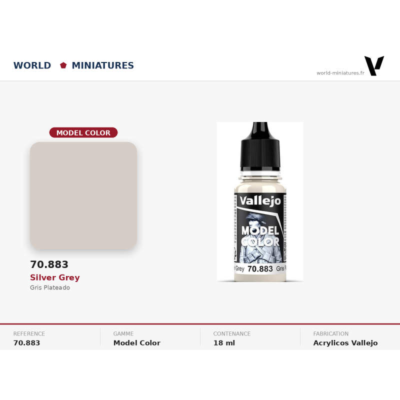 Vallejo 70.883 Gris Argenté 18 ml – Peinture Acrylique