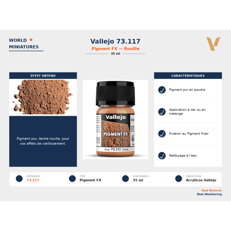 Vallejo 73.117 Pigment Rouille 35 ml – Effets Spéciaux