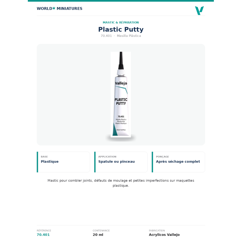 Vallejo 70.401 Mastic Plastique 20 ml