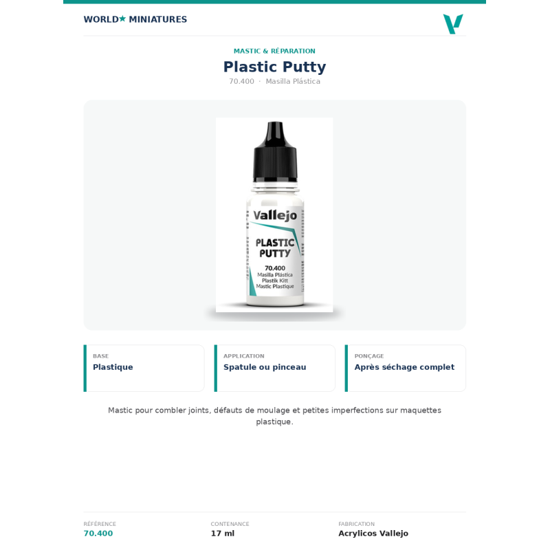 Vallejo 70.400 Mastic Plastique 17 ml