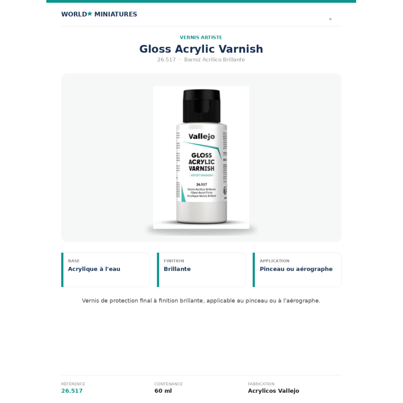 Vallejo 26.517 Vernis Acrylique Brillant 60 ml