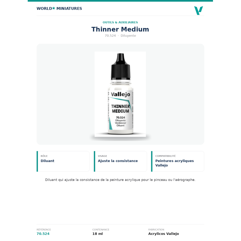 Vallejo 70.524 Diluant Moyen 18 ml