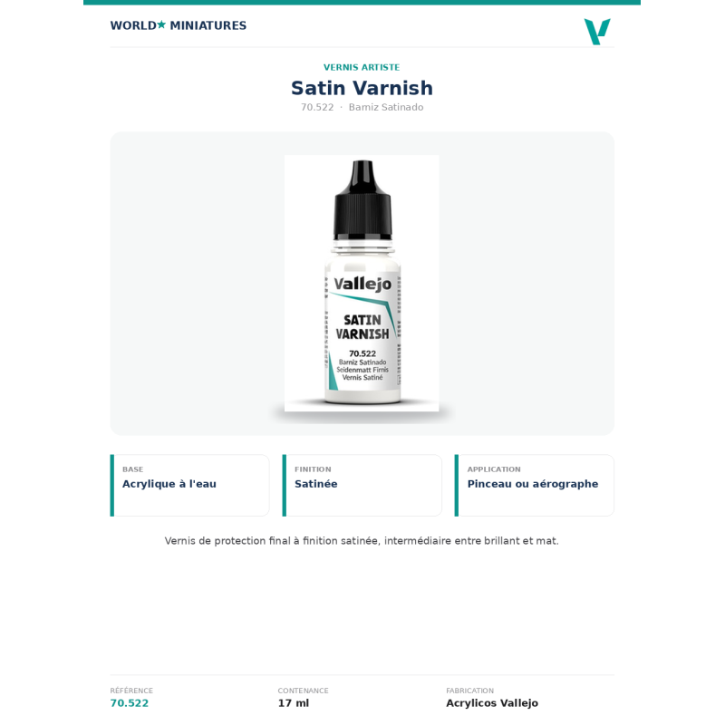 Vallejo 70.522 Vernis Satiné 17 ml