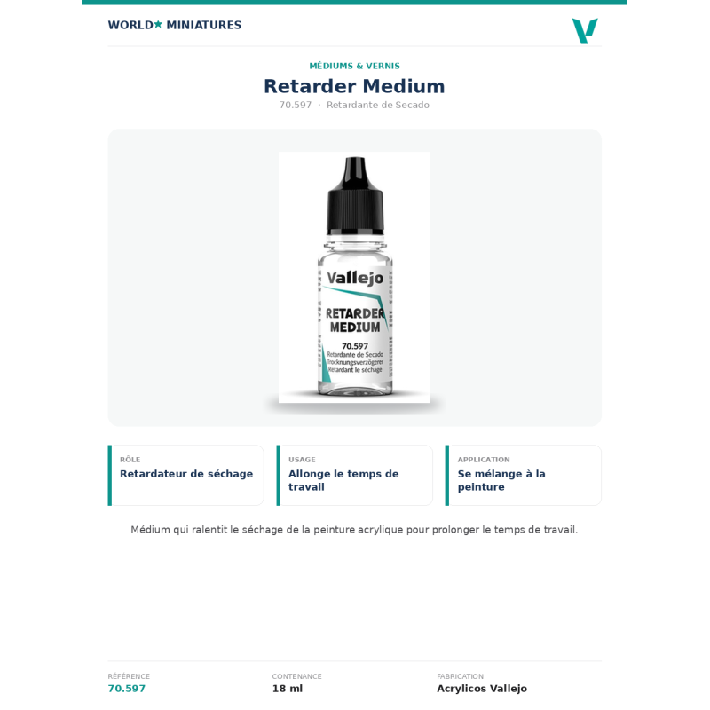 Vallejo 70.597 Retardateur de Séchage 18 ml