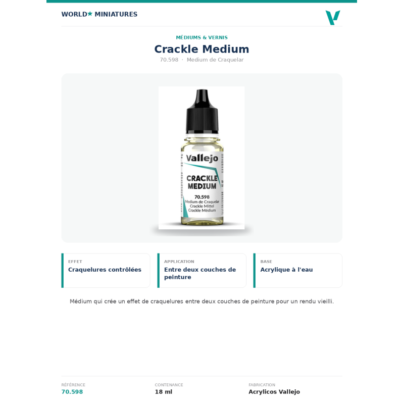Vallejo 70.598 Craquelure Moyenne 18 ml