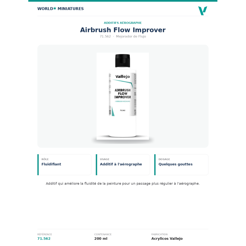 Vallejo 71.562 Améliorant de Flux d'Aérographe 200 ml