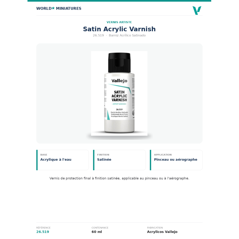 Vallejo 26.519 Vernis Acrylique Satin 60 ml