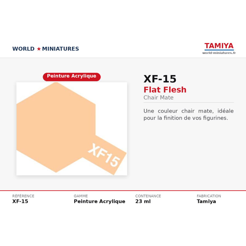 Tamiya 81715 – Chair Mat XF-15 – Peinture Acrylique Mate 10 ml