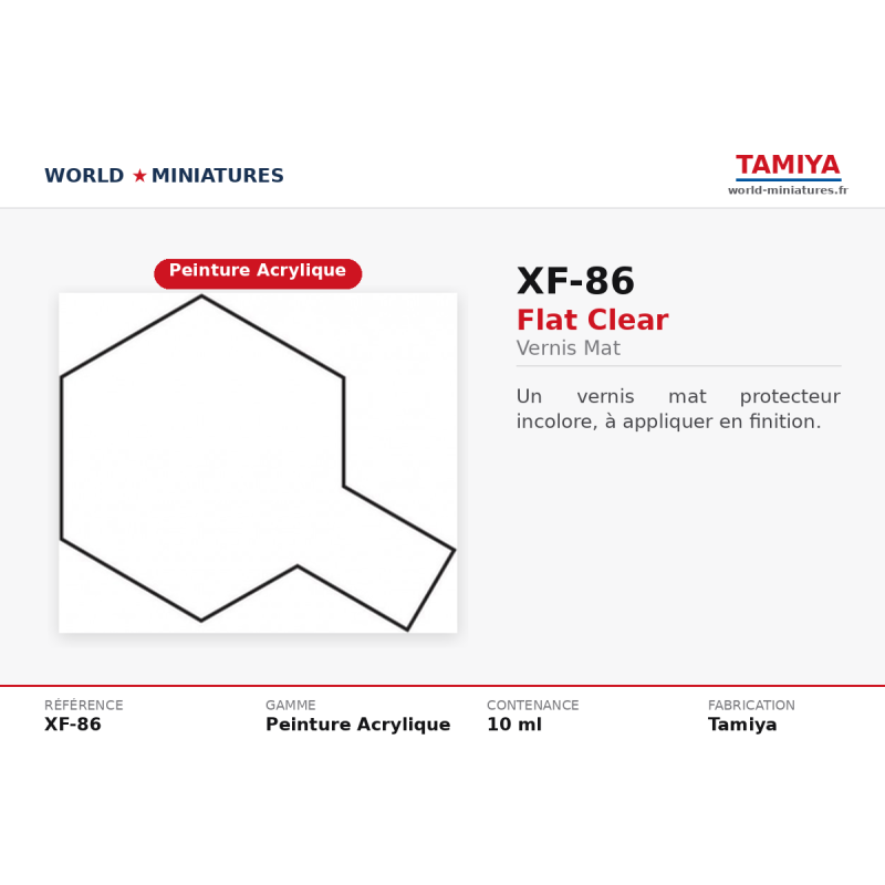 Tamiya 81786 – Vernis mat XF-86 (10 ml) – Peinture Acrylique