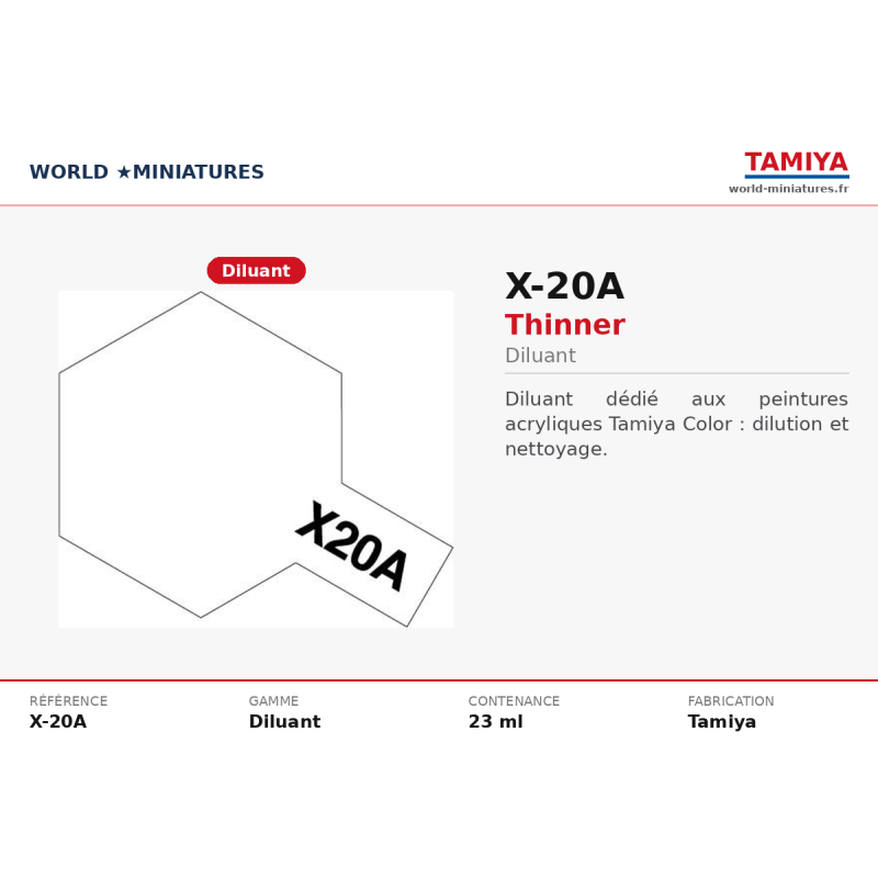 Tamiya 81520 – Diluant X-20A – Pour Peintures Acryliques 10 ml