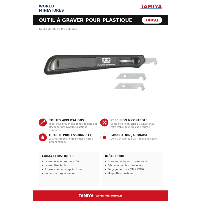 Tamiya 74091 – Outil à Graver pour Plastique