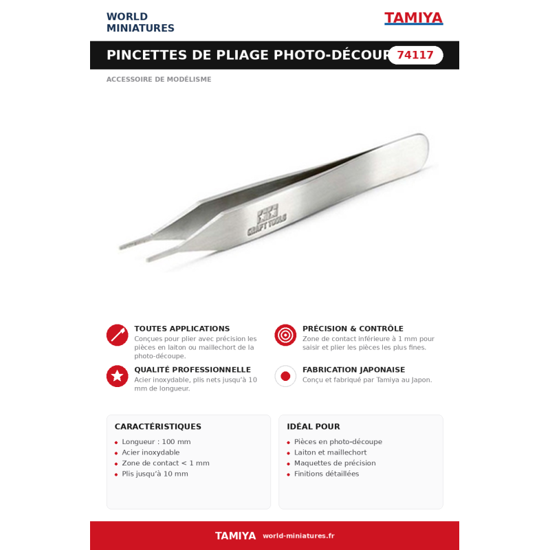 Tamiya 74117 – Pincettes de Pliage Photo-Découpe