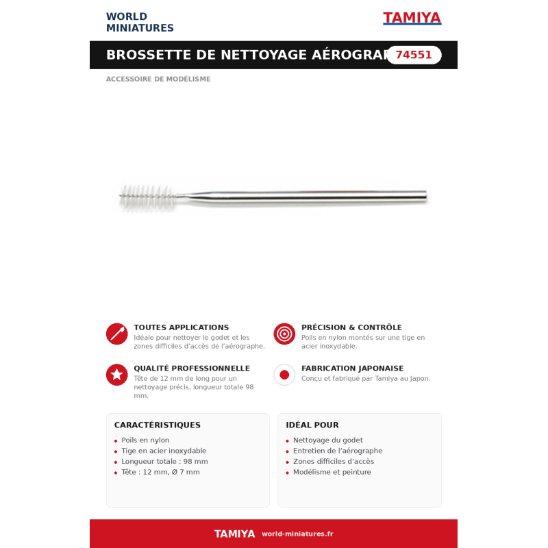 Tamiya 74551 – Brossette de Nettoyage Aérographe