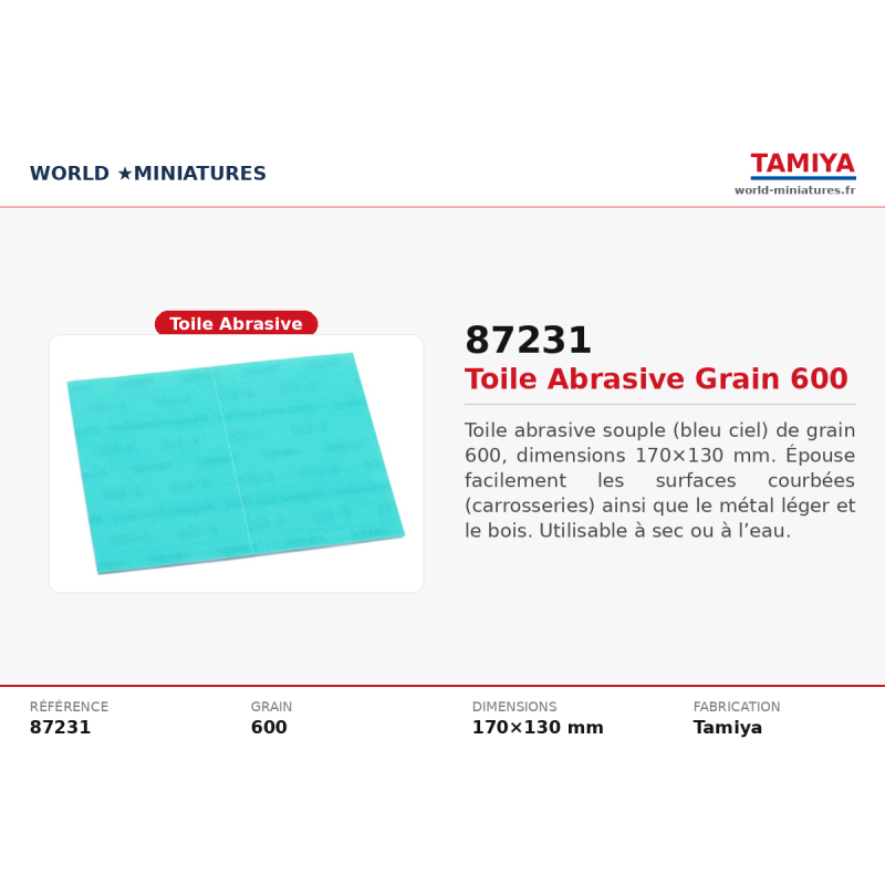 Tamiya 87231 - Toile Abrasive 600