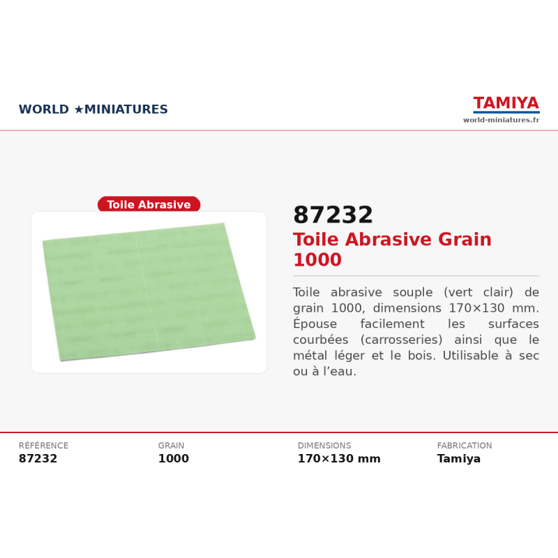 Tamiya 87232 - Toile Abrasive 1000