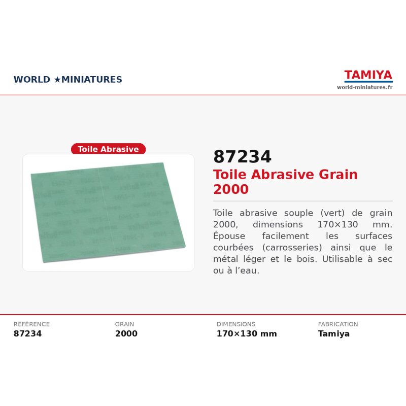 Tamiya 87234 - Toile Abrasive 2000