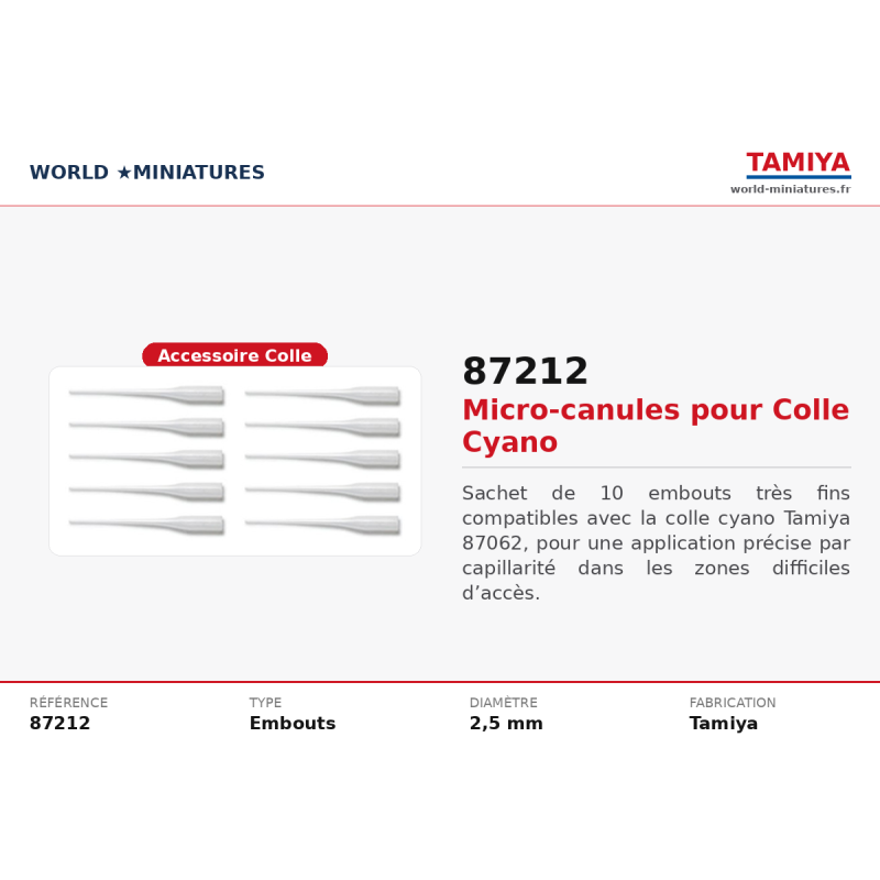 Tamiya 87212 – Micro-canules Colle Cyano