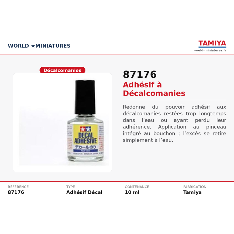 Tamiya 87176 – Adhésif à decals (10 ml)