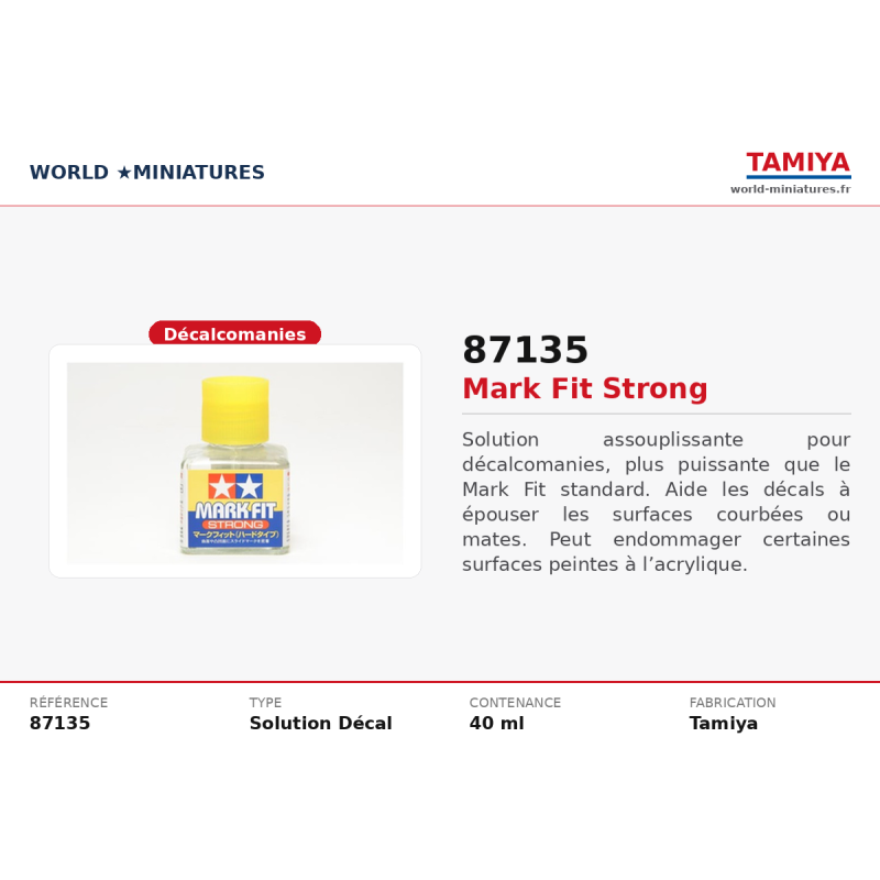 Tamiya 87135 – Mark Fit Strong – Accessoire Déco/Décalcos Modélisme
