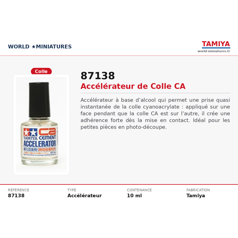 Tamiya 87138 – Accélérateur de Colle CA