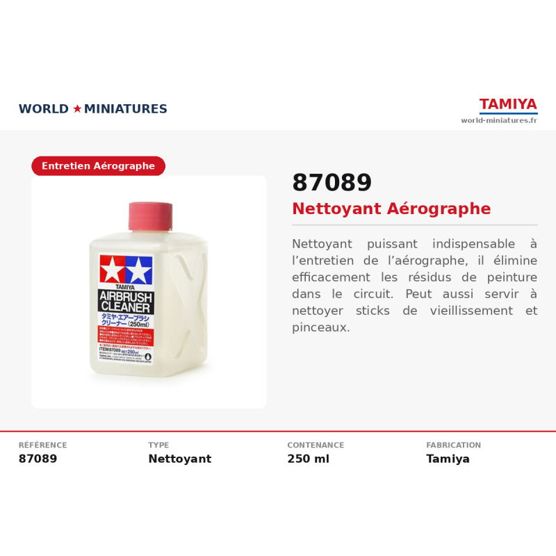 Tamiya 87089 – Nettoyant aérographe (250 ml)