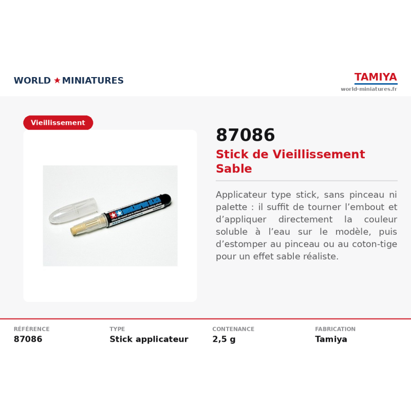Tamiya 87086 – Stick de vieillissement sable
