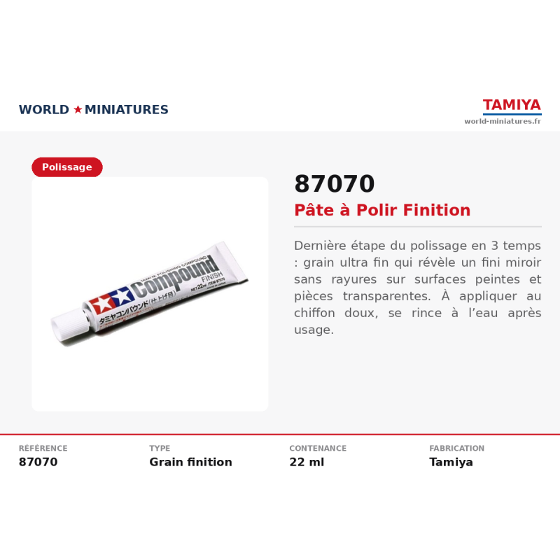 Tamiya 87070 – Pâte à polir grain ultra fin