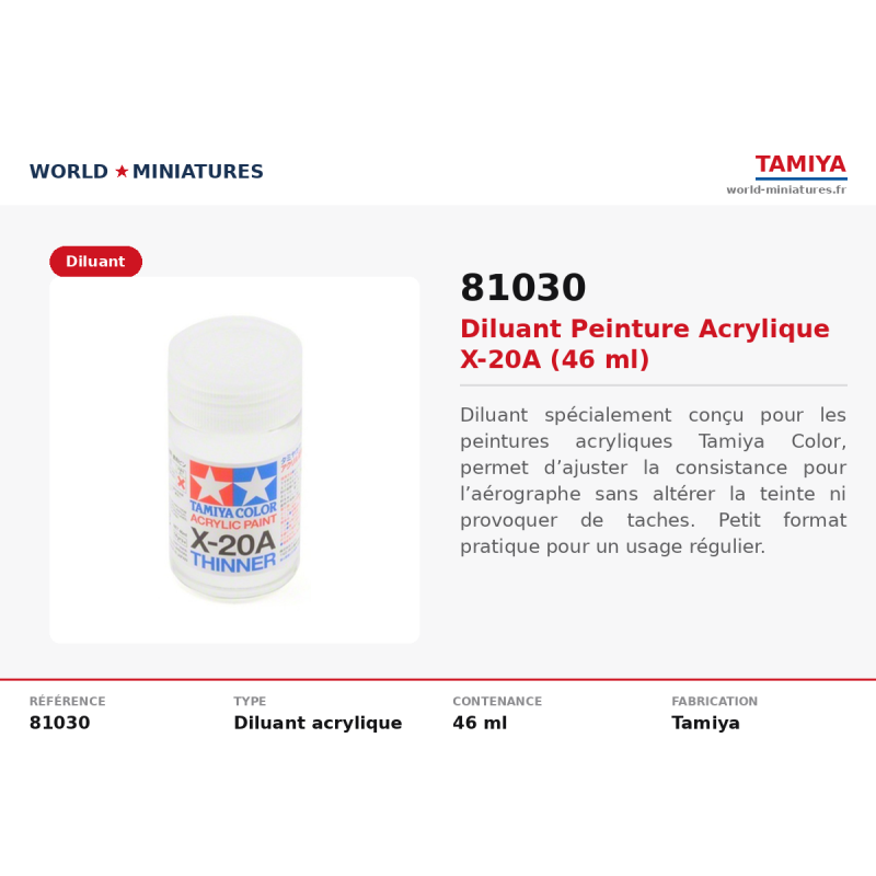 Tamiya 81030 – Diluant Peinture Acrylique (46 ml) – Thinner