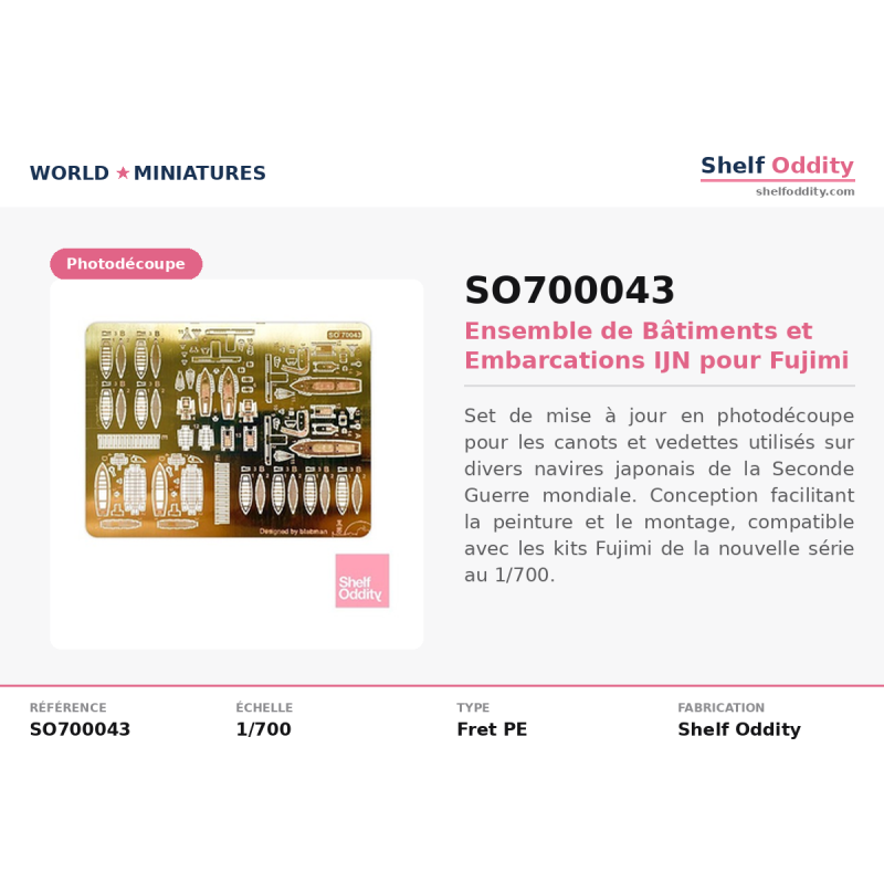 Shelf Oddity SO700043 – Ensemble de Bâtiments et Embarcations IJN pour Fujimi (1 :700)