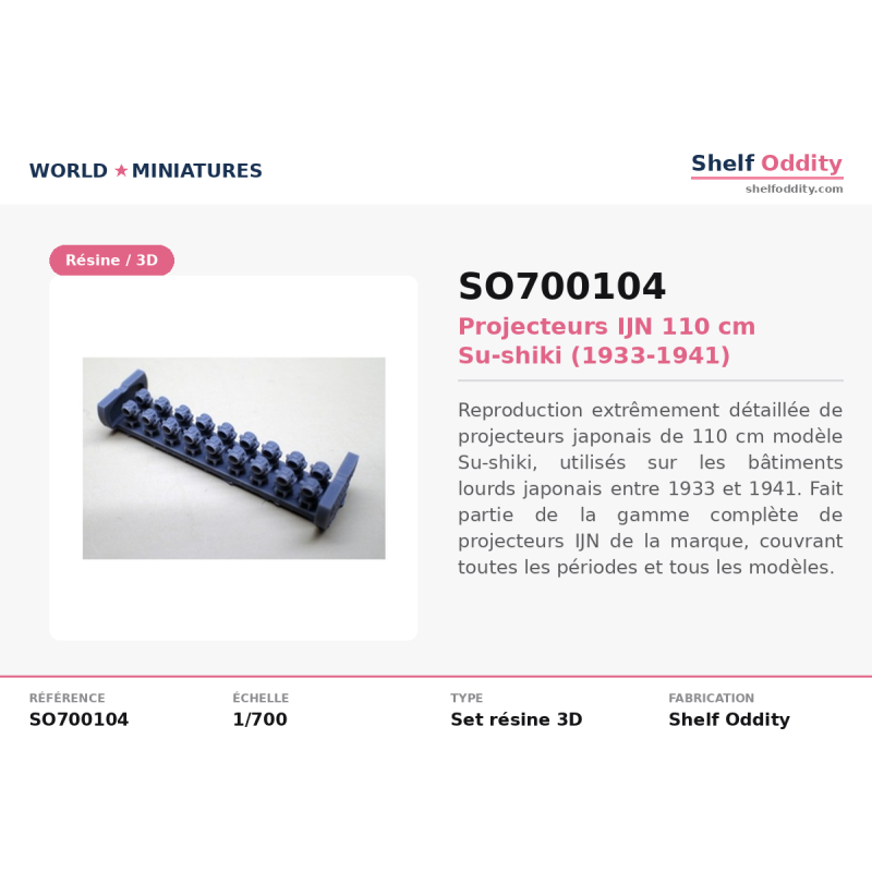 Shelf Oddity SO700104 – Projecteurs IJN 110 cm Su-shiki (1933–1941) (1:700)