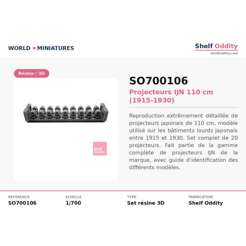 Shelf Oddity SO700106 – Projecteurs IJN 110 cm (1915–1930) (1 :700)