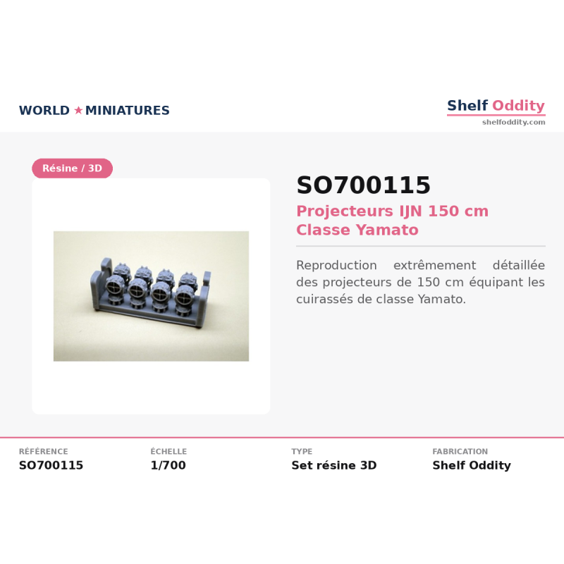 Shelf Oddity SO700115 – Projecteurs IJN 150 cm Classe Yamato (1:700)