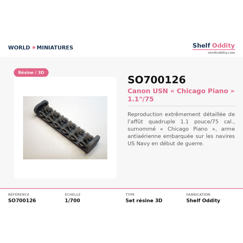 Shelf Oddity SO700126 – 1:700 Canon USN “Chicago Piano” 1.1"/75