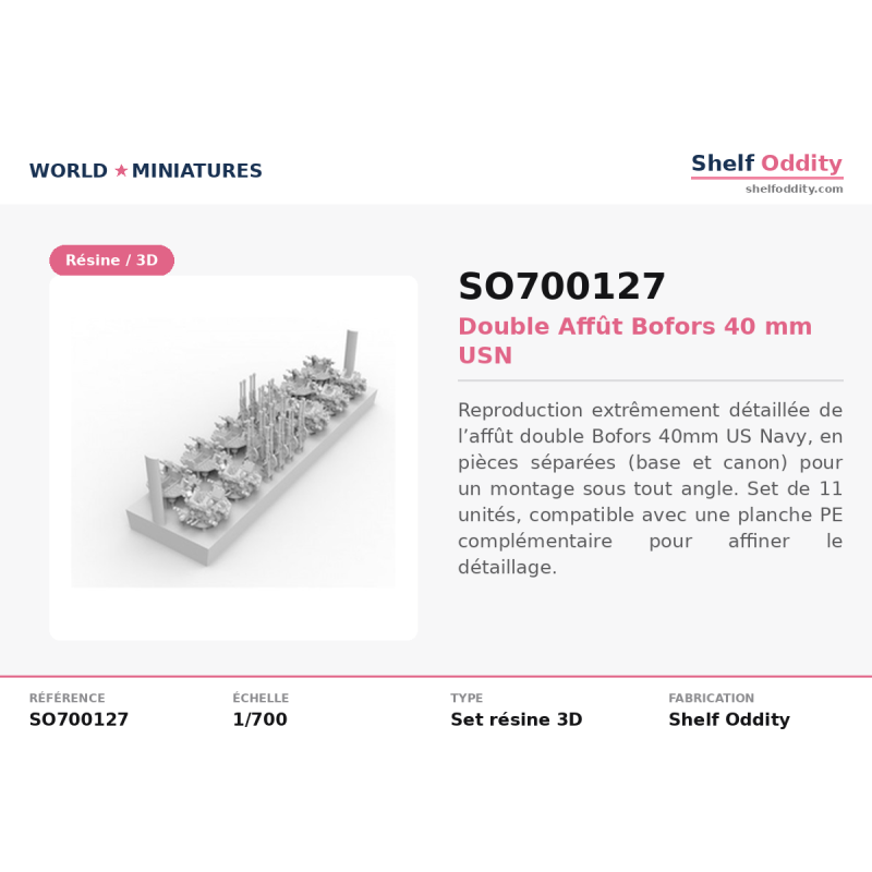 Shelf Oddity SO700127 – 1:700 Double Affût Bofors 40 mm USN