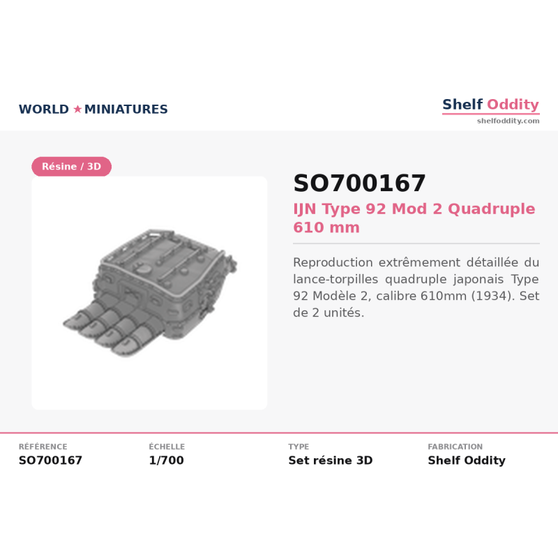Shelf Oddity SO700167 – IJN Type 92 Mod.2 Quadruple 610 mm (1:700)