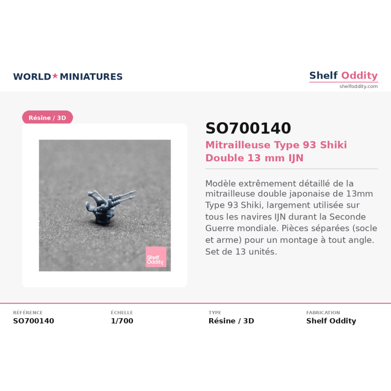 Shelf Oddity SO700140 – 1:700 Mitrailleuse Type 93 Shiki Double 13 mm (IJN)