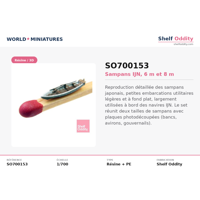 Shelf Oddity SO700153 – Sampans IJN 6 m & 8 m (1 :700)