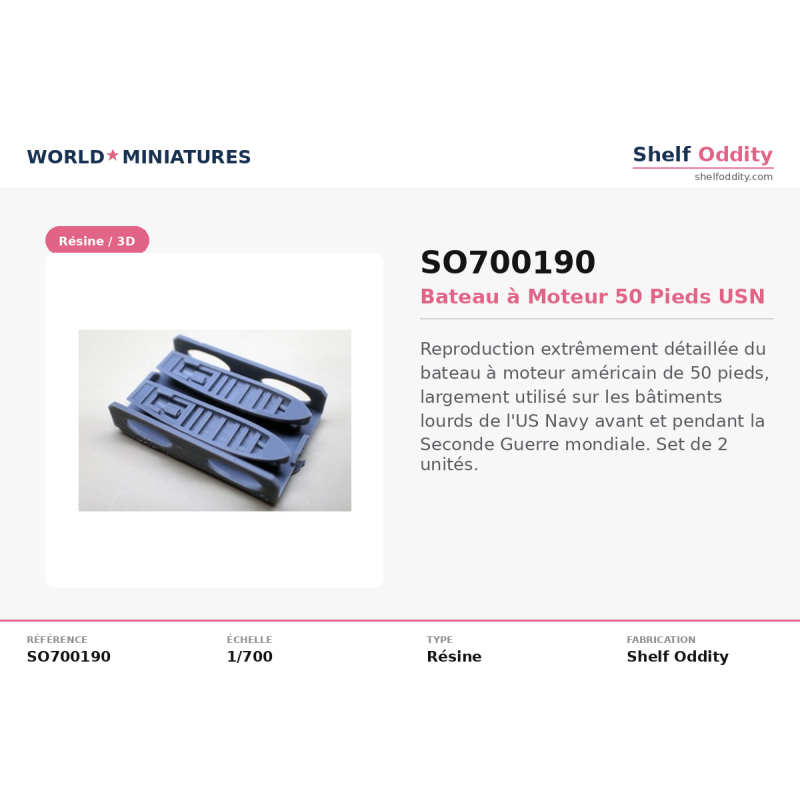 Shelf Oddity SO700190 – USN Bateau à moteur 50’ (1:700)