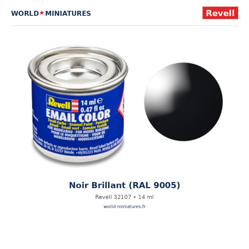 Revell 32107 Email Color Noir Brillant (RAL 9005) 14ml