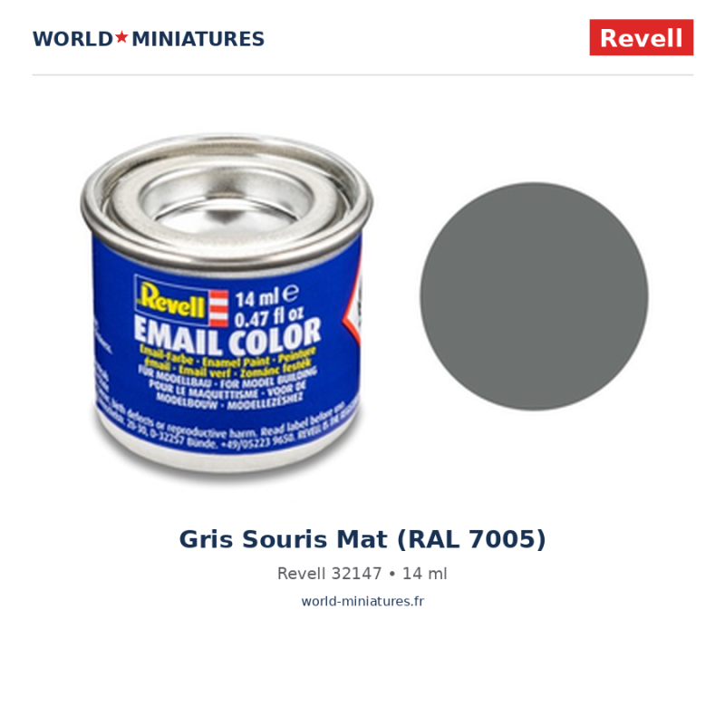 Revell 32147 Email Color Gris Souris Mat (RAL 7005) 14ml