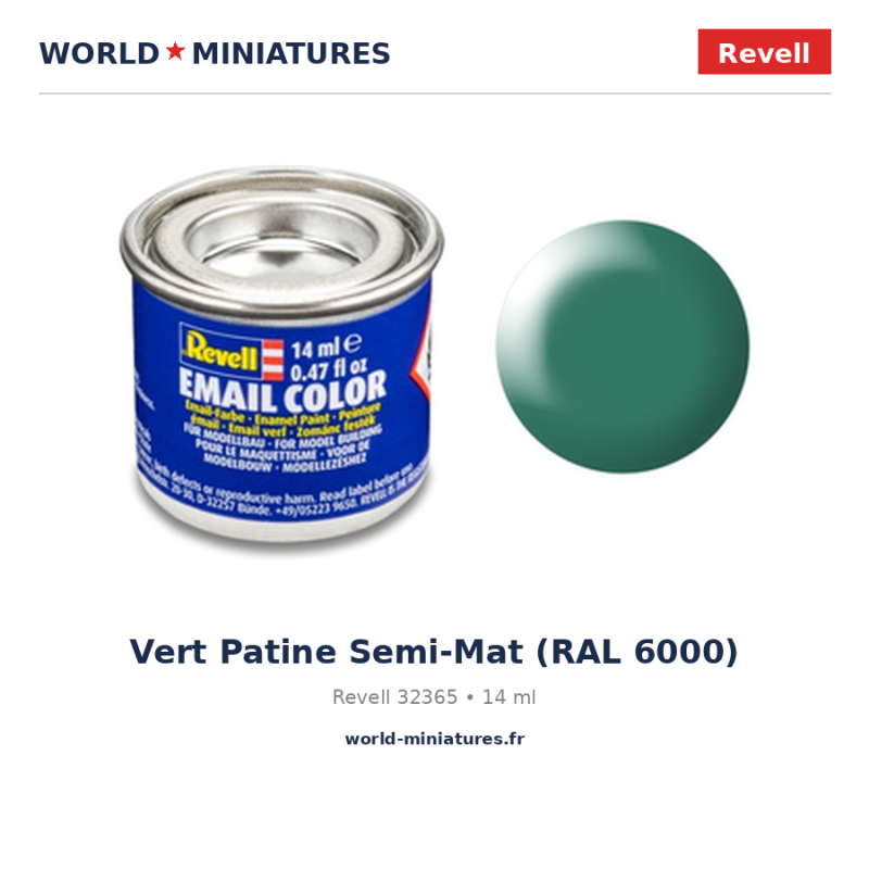 Revell 32365 Email Color Vert Patine Semi-Mat (RAL 6000) 14ml