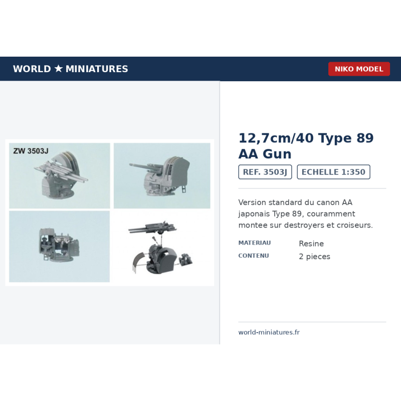 Niko Model 3503J – 12,7cm/40 Type 89 AA Gun 1:350