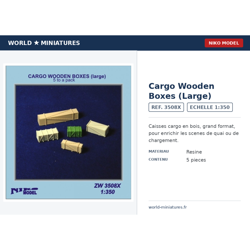 Niko Model 3508X – Wooden Cargo Crates (Large) 1:350