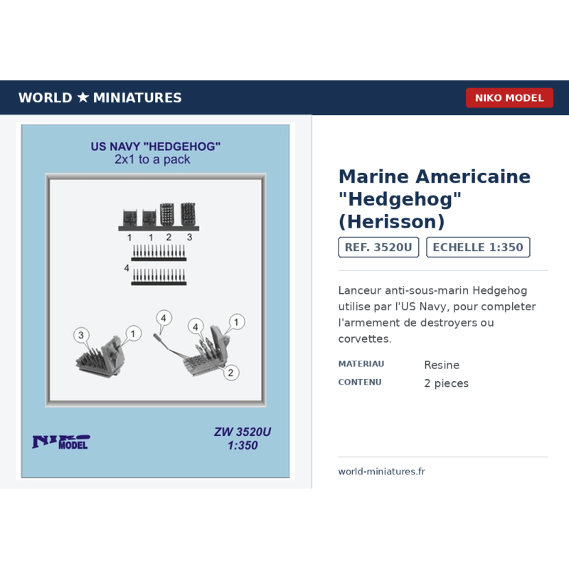 NikoModel 3520U – Marine Américaine “Hedgehog” (Hérisson) – 1/350