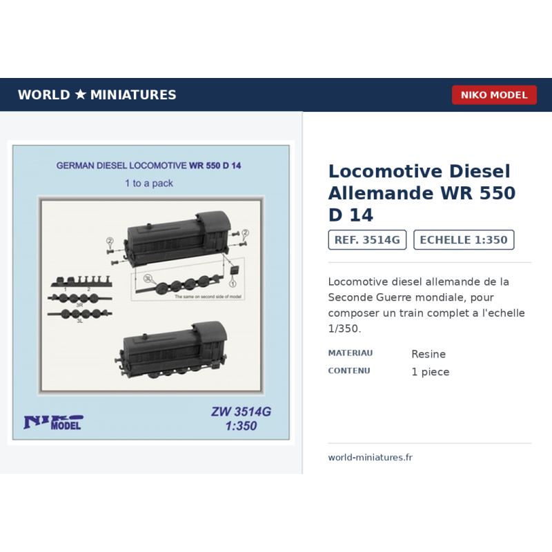 NikoModel 3514G – Locomotive Diesel Allemande WR 550 D 14 – 1/350