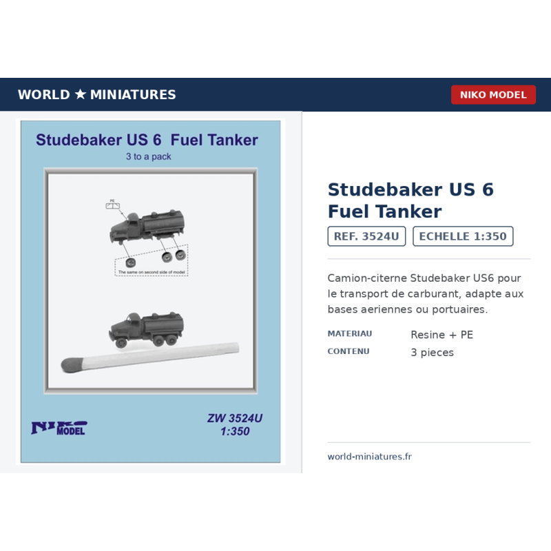 NikoModel 3524U – Studebaker US 6 Fuel Tanker – 1/350