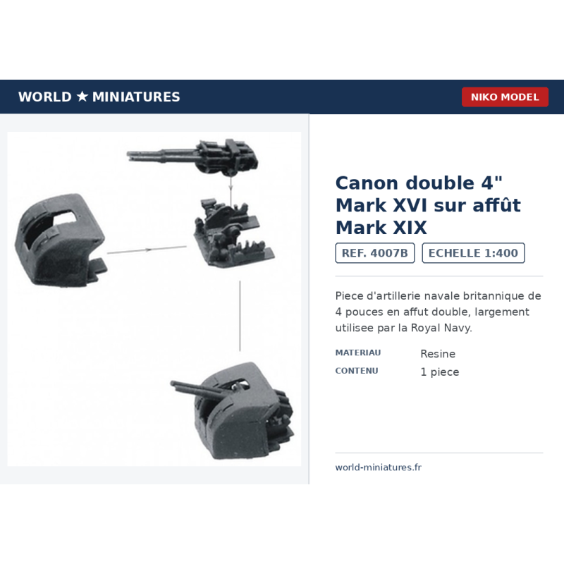 NikoModel 4007B – Canon double 4" Mark XVI sur affût Mark XIX – 1/400