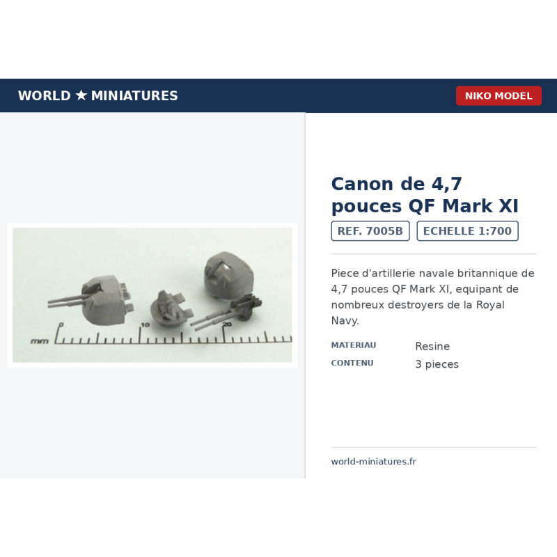 Niko Model 7005B – Canon de 4,7 pouces QF Mark XI (1/700)