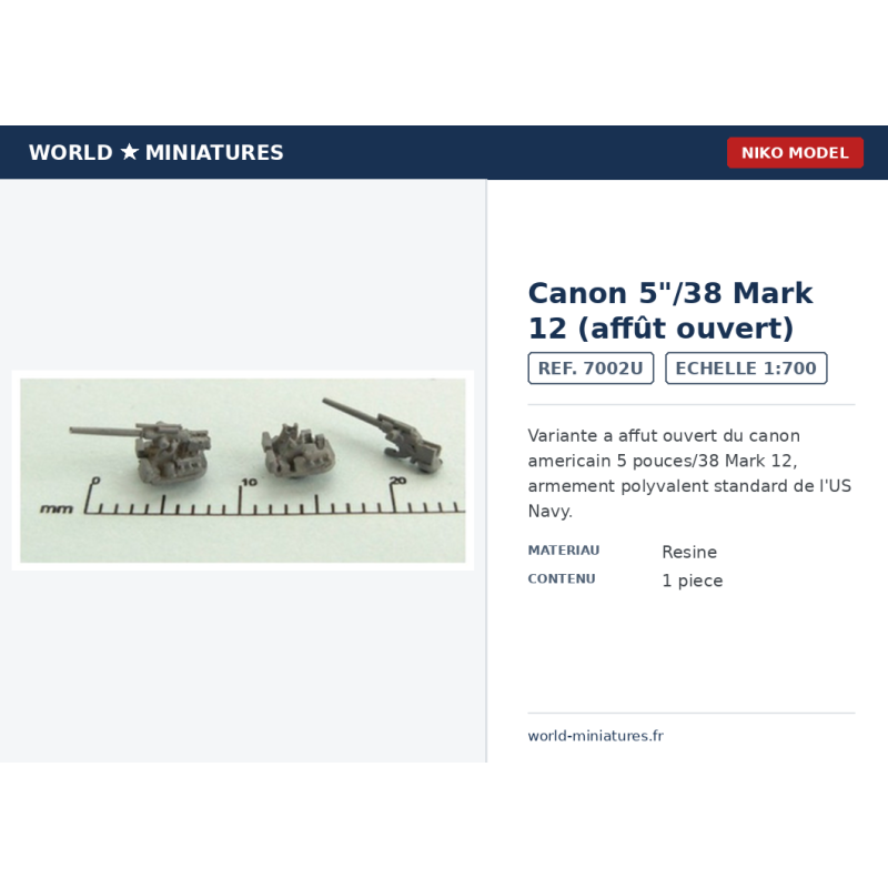 NikoModel 7002U – Canon 5"/38 Mark 12 (affût ouvert) – 1/700